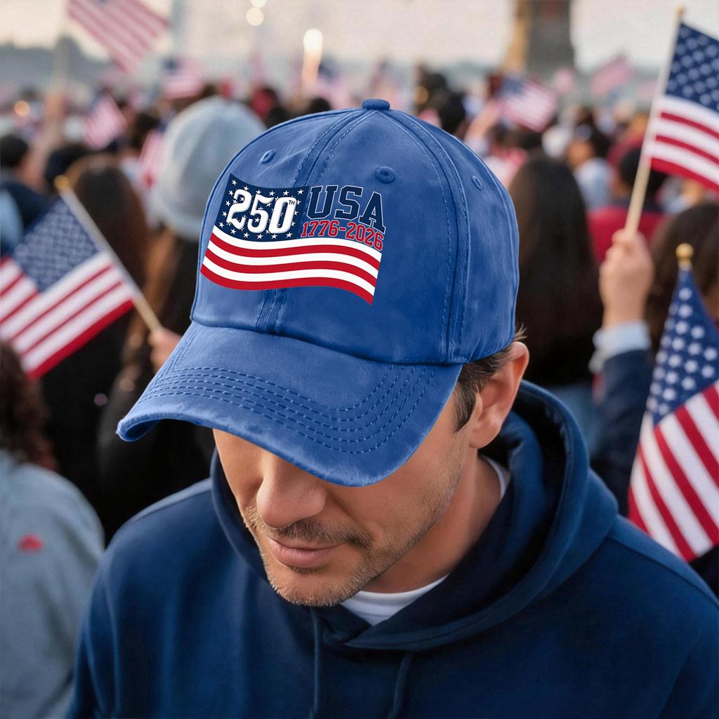 Men's and Women's Matching American 250th Anniversary Anniversary Embroidered Vintage Washed Baseball Cap