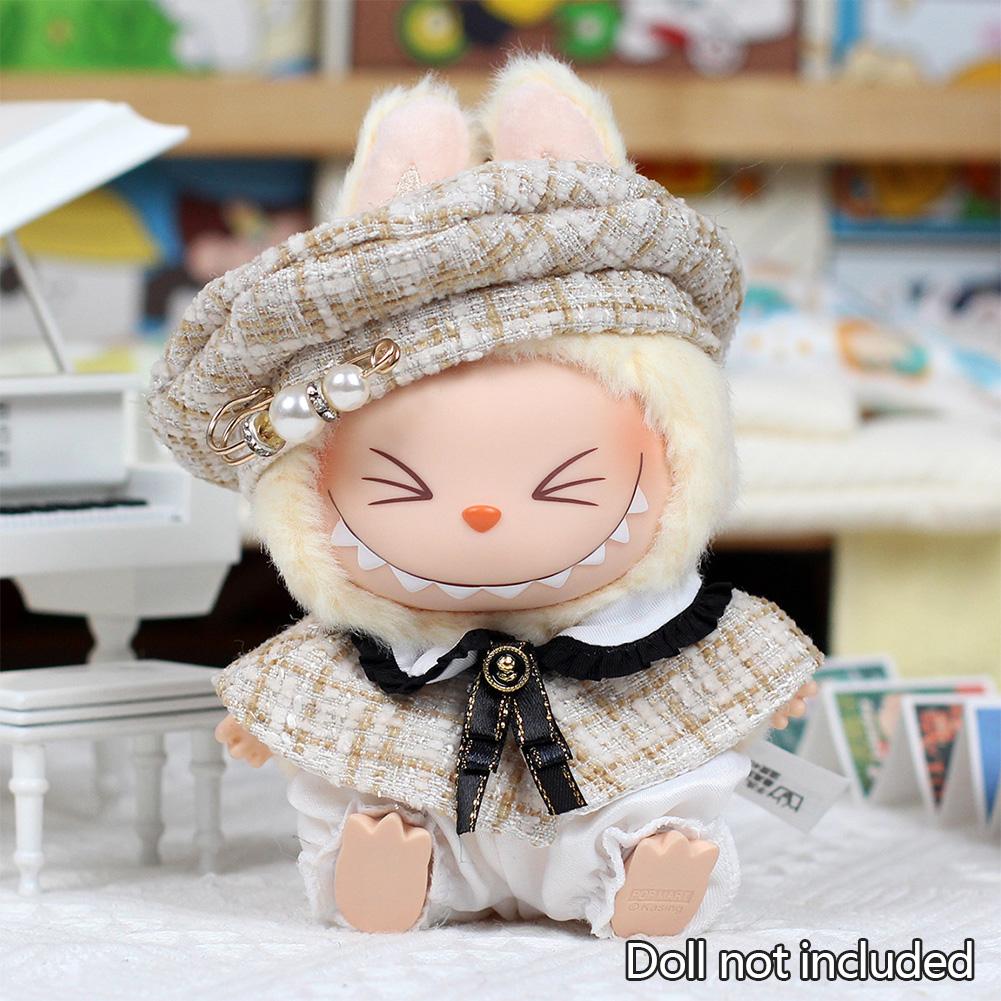 For Labubu 15/17cm Doll Stylish Overalls Clothes Set Pendant Cute Clothes with Fragrant Style For V1/V2 Labubu