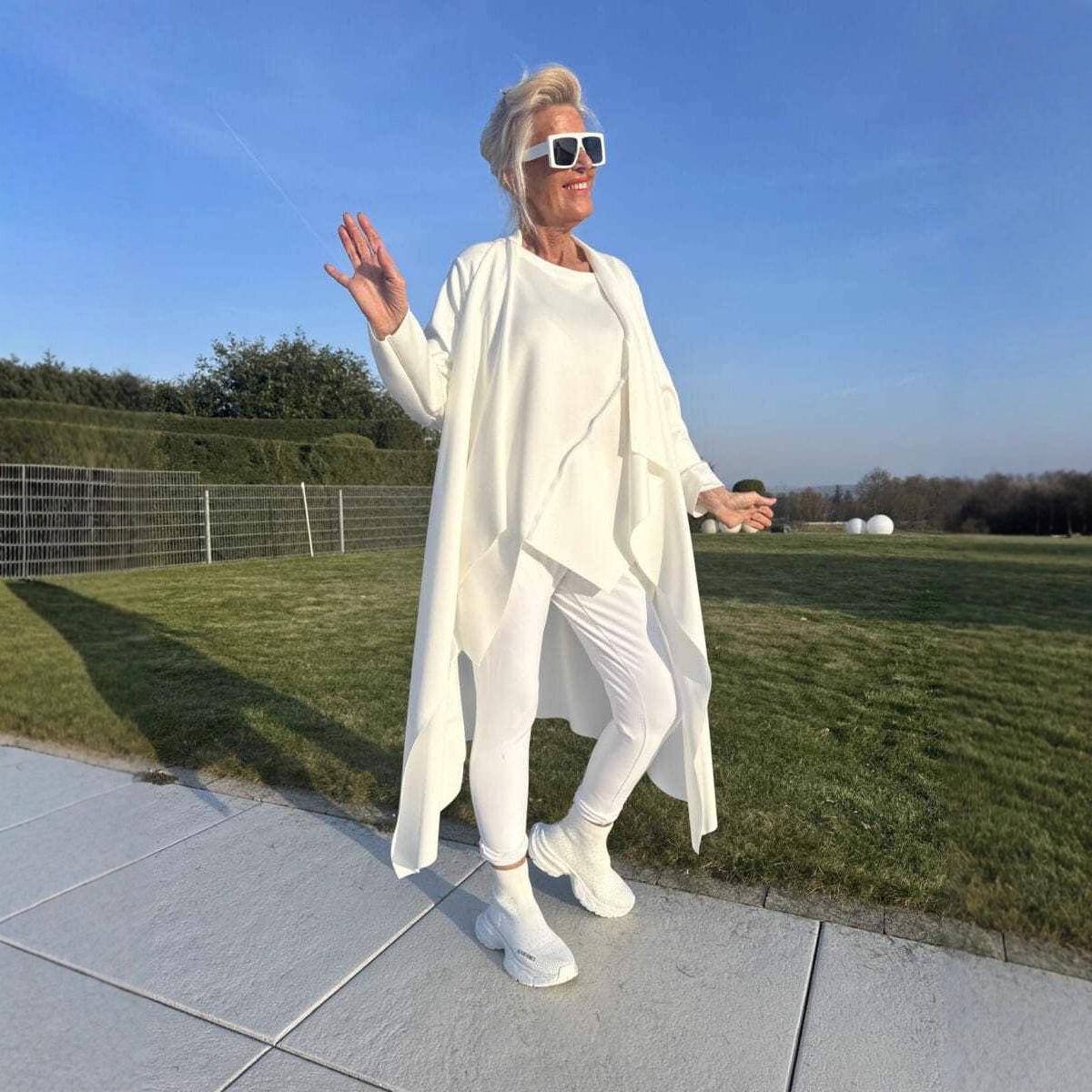 

Modern Solid Color Long-Sleeve Irregular Trench Coat L білий