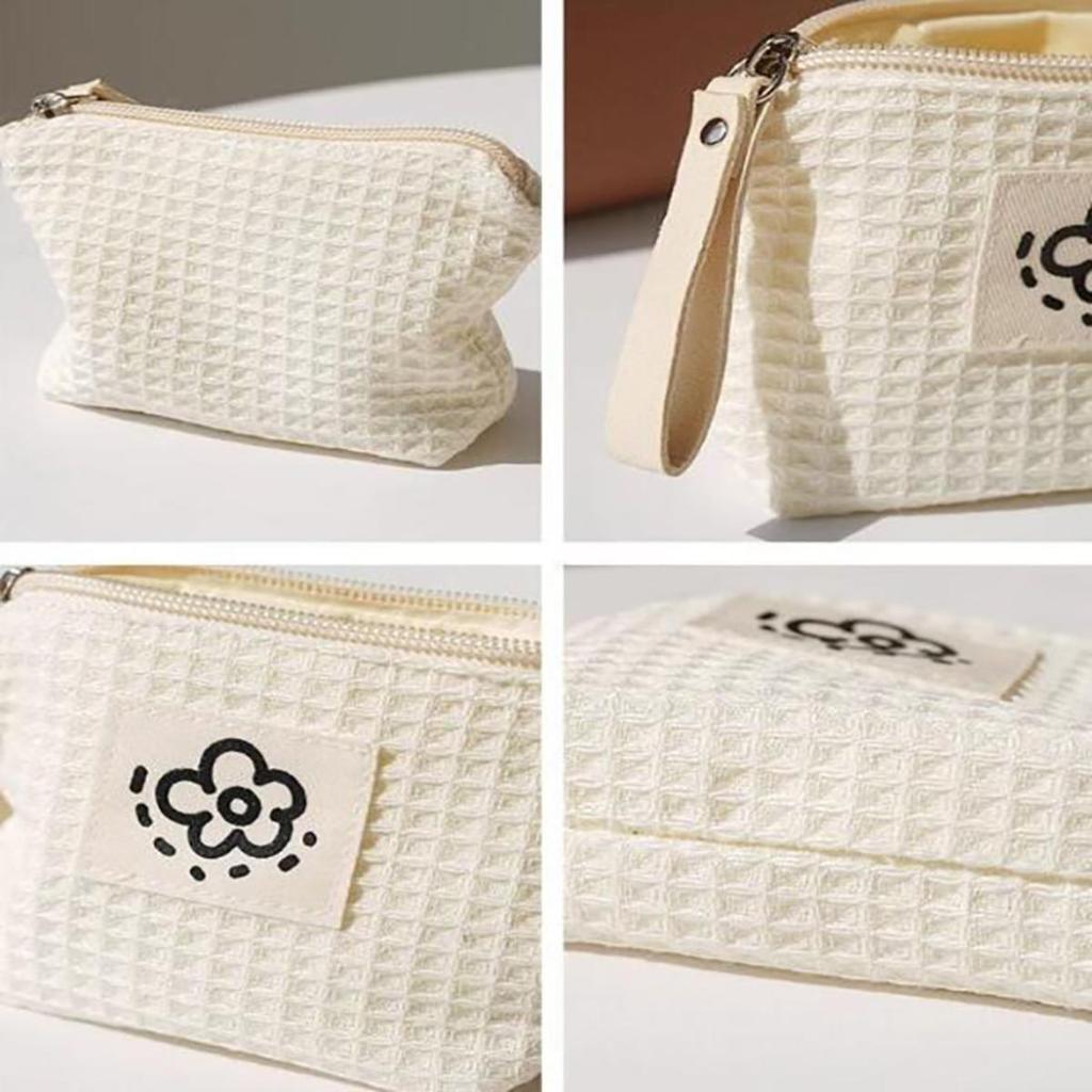 Portable Floral Mini Makeup Bag Polyester Zipper Small Coin Purse Square Soft Lipstick Headphones Key Storage Bag