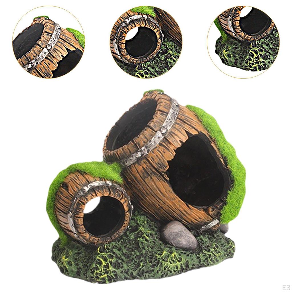 Aquarium Barrel Statue Accessories Fish Ornament Rock Cave Home Aquatic Crafts