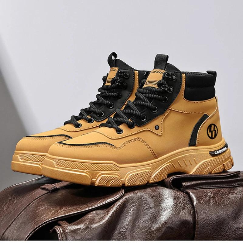 2024 New Men's Boots High Quality Men High Top Casual Shoes Comfortable Wear-resistant Male Thick-soled Shoes Botas Masculino