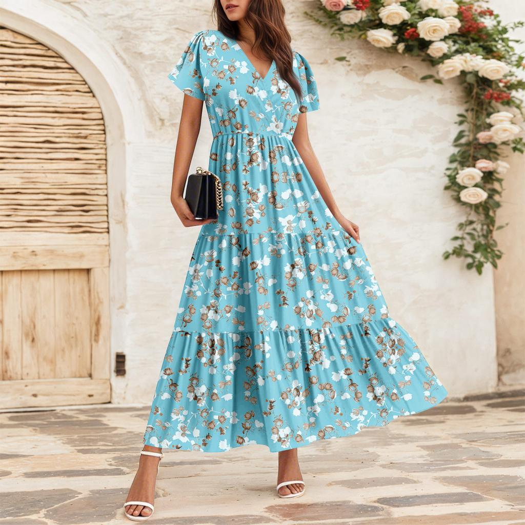 Women's Flowy Dresses Women's Summer Dresses Casual Short Sleeve Maxi Dresses Formal Maxi Dresses