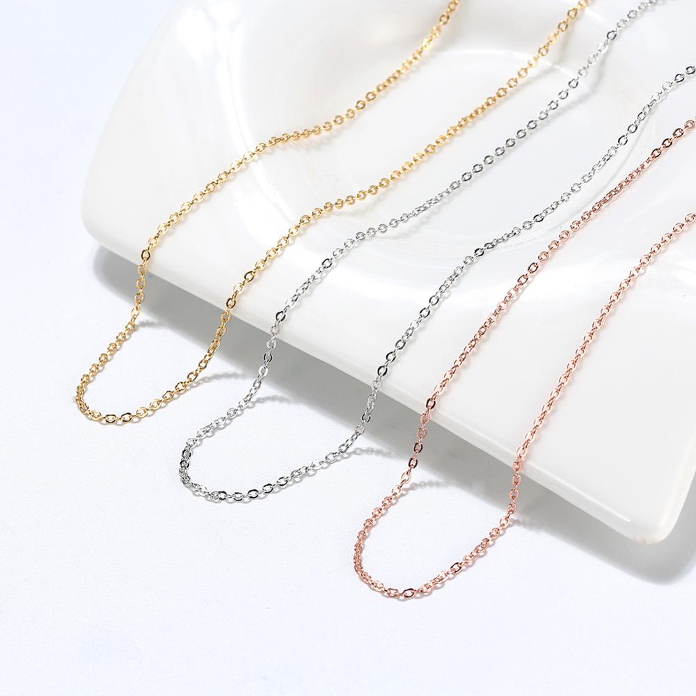 Italian 925 Sterling Silver Neck Chain Rose Gold Color 1.0mm Cable Chain Necklace Silver O-chain Cross Chain