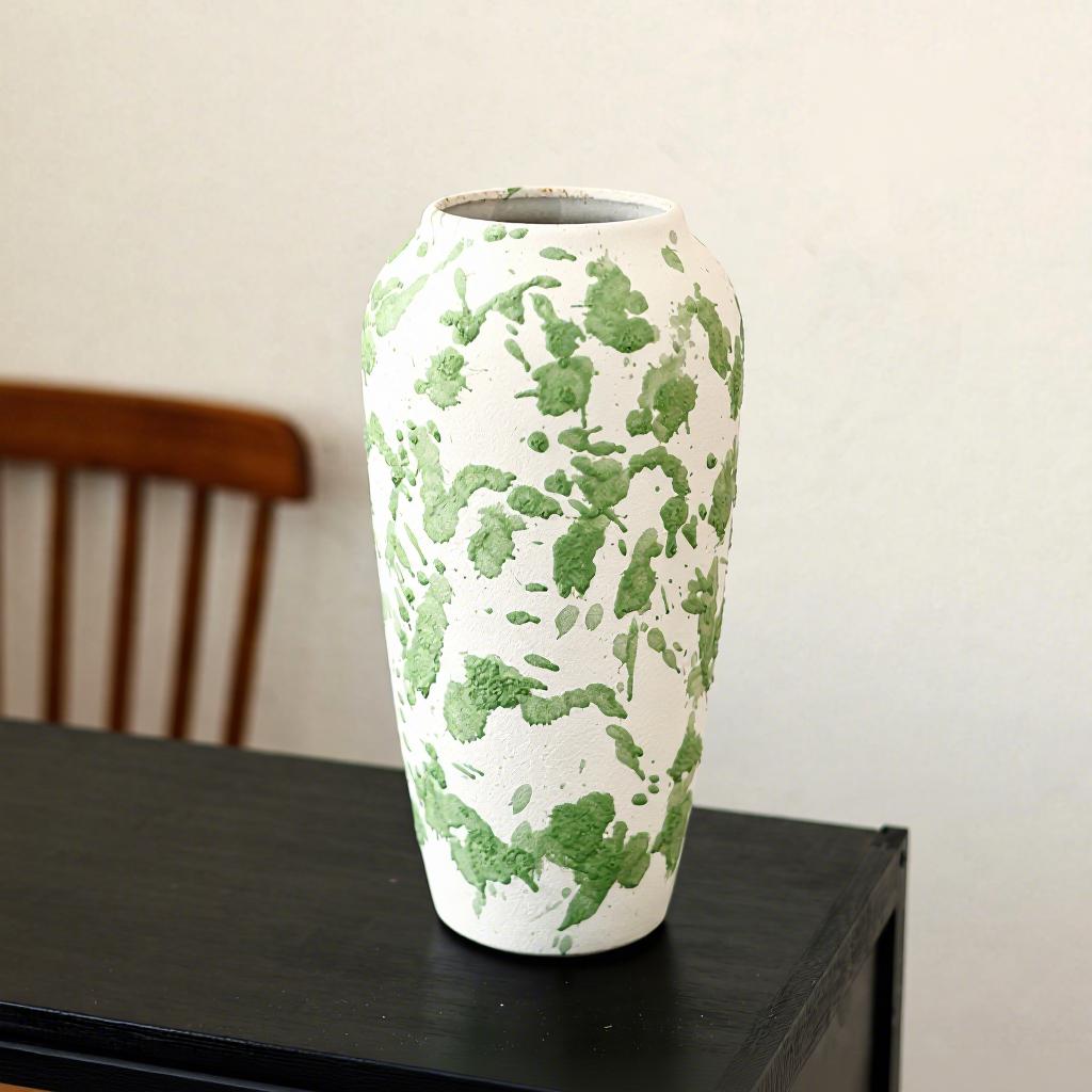 French Retro Wabi-Sabi Style High-End Ceramic Vase Jingdezhen Pot Living/Dining/Bedroom/Office Flower Arrangement Decor Dried