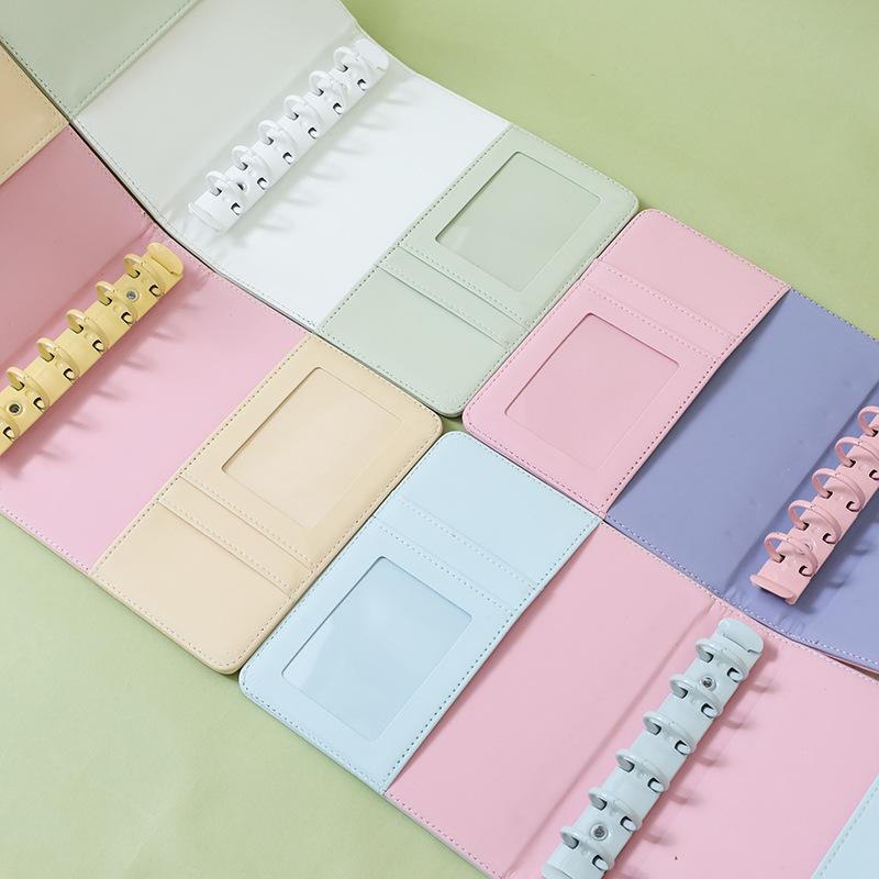 custom A6 PU leather macaron budget binders color notebook money organizer planner budget binder