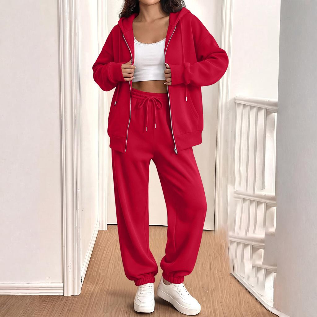 Women's Casual Sweatshirt Jacket and Jogger 2 Piece Set for Fall Winter Wear