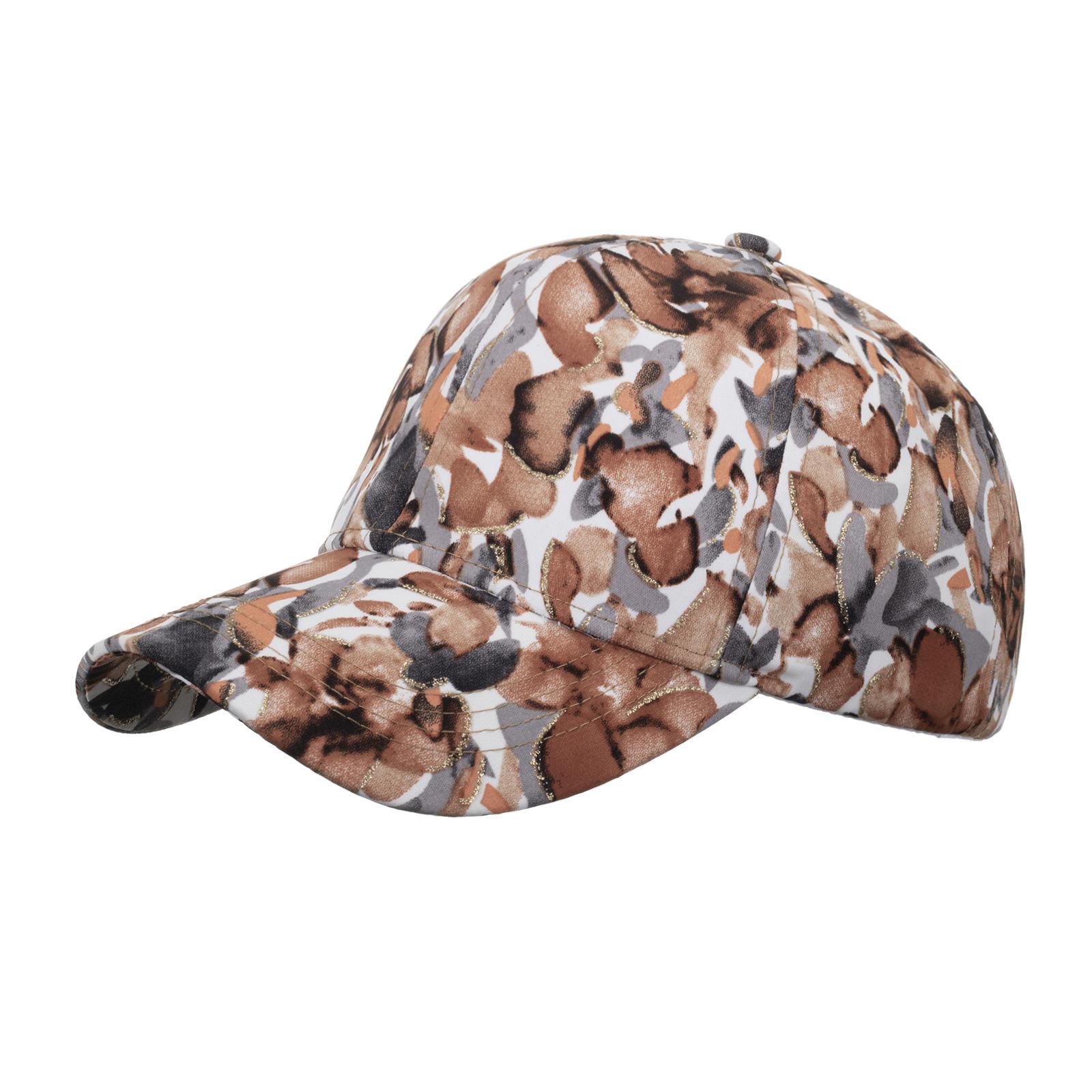 

Korean version of big flower baseball cap spring and summer outdoor sun protection sun hat casual trend cap flower hat коричневий