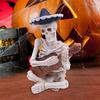 Mini Halloween Skeleton Figurines Resin Guitar/Accordion/Violin Player Skeleton Statue Halloween Collectible Decoration for Home Office Desk Decor