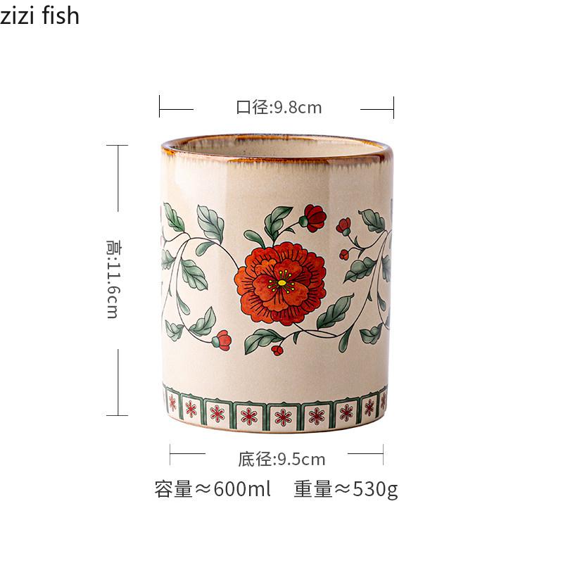 Vintage Ceramic Chopstick Holder Creative Storage Jar Chopstick Storage Cylinder Knife Fork Spoon Storage Rack Kitchenware