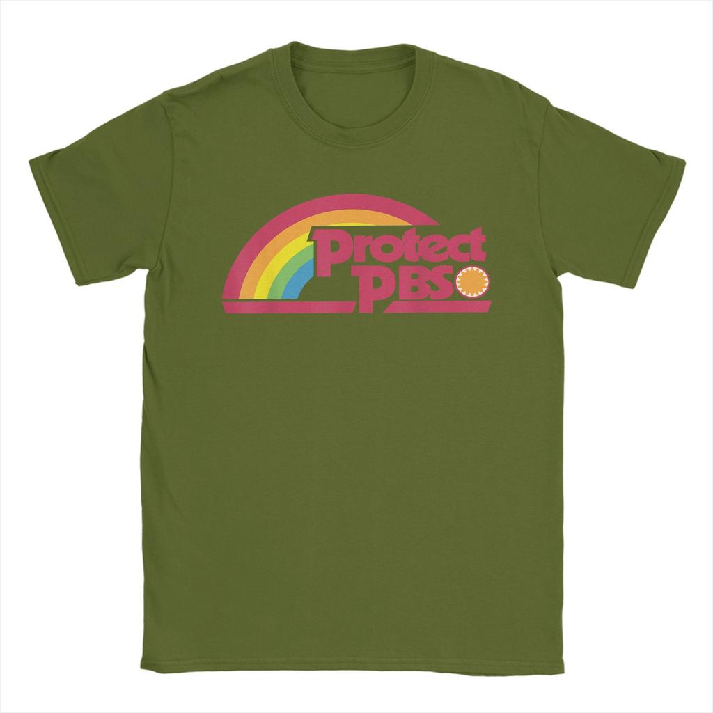 Men's Protect P.B.S Save Public Broadcasting Service T Shirts Rainbow Cotton Tops Short Sleeve Round Neck Tees Gift Idea T-Shirt
