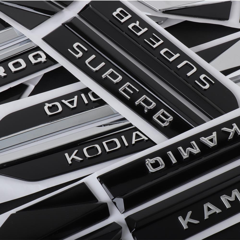 AAABU1 2PCS 3D ABS Kodiaq Karop Kamiq Superb Emblem Car Fender Side Wing Badge Sticker Decoration Car Modification Accessorie For SKODA