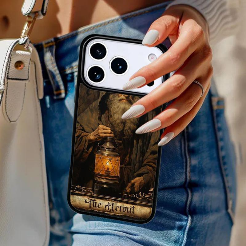 La Carte de Tarot de l'Ermite Faucheuse Étui de Téléphone Pour iPhone 17 Air 14 15 13 12 Max Coque Pour Apple 16e 11 Pro Max Plus Coque