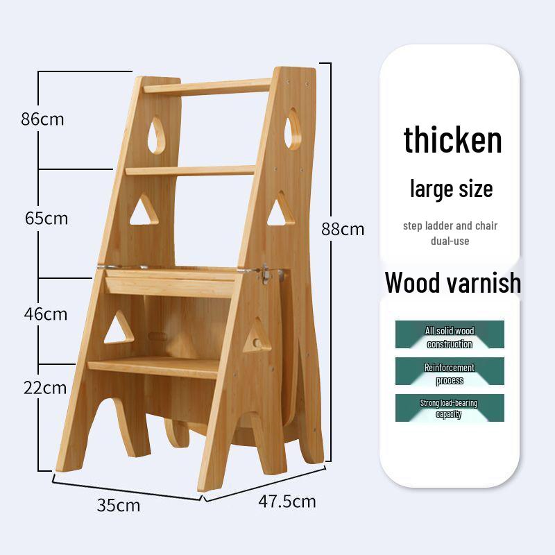 Складная телескопическая лестница-стул и стремянка из массива дерева с полкой для хранения