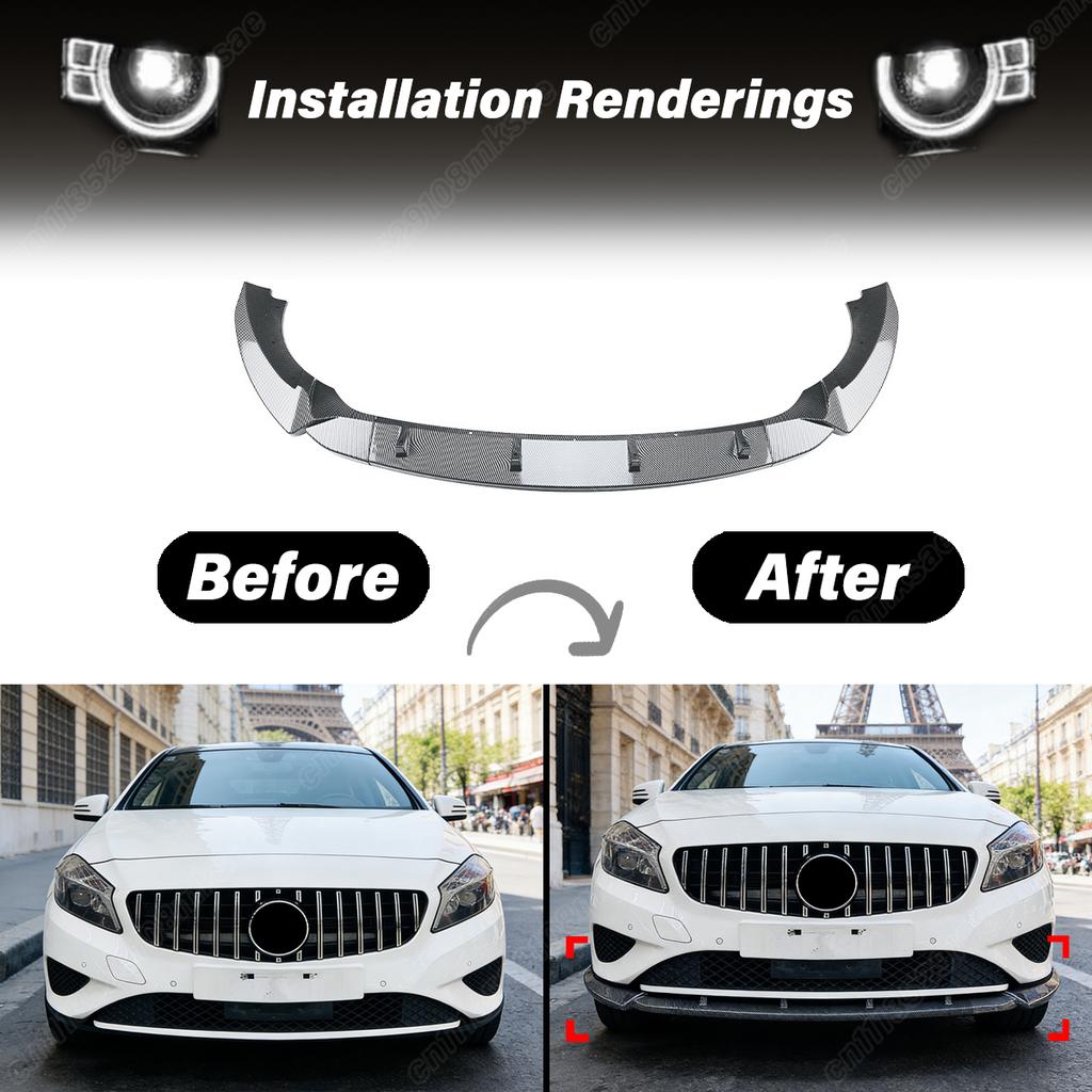 For Mercedes Benz A Class W176 Pre-Facelift 2013 2014 2015 Automobile Front Bumper Spoiler Lip Modification Decoration Body Kit