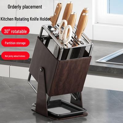Rotating Stainless Steel Kitchen Knife Holder & Storage Rack