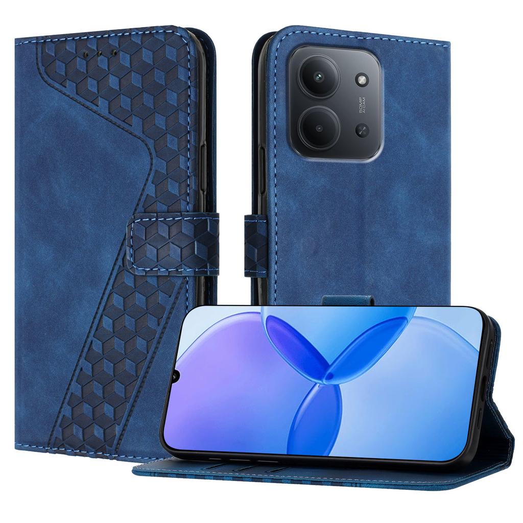 For Xiaomi Redmi 15C 4G (Global) (171mm) Leather Case 7-Shaped Pattern Wallet Stand Shockproof Phone Cover