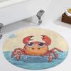 Sommer Cartoon Krabbe Runder Teppich Waschbare Teppiche Innen Kreis Fußmatte Weicher Rutschfester Teppich für Wohnzimmer Schlafzimmer Esszimmer