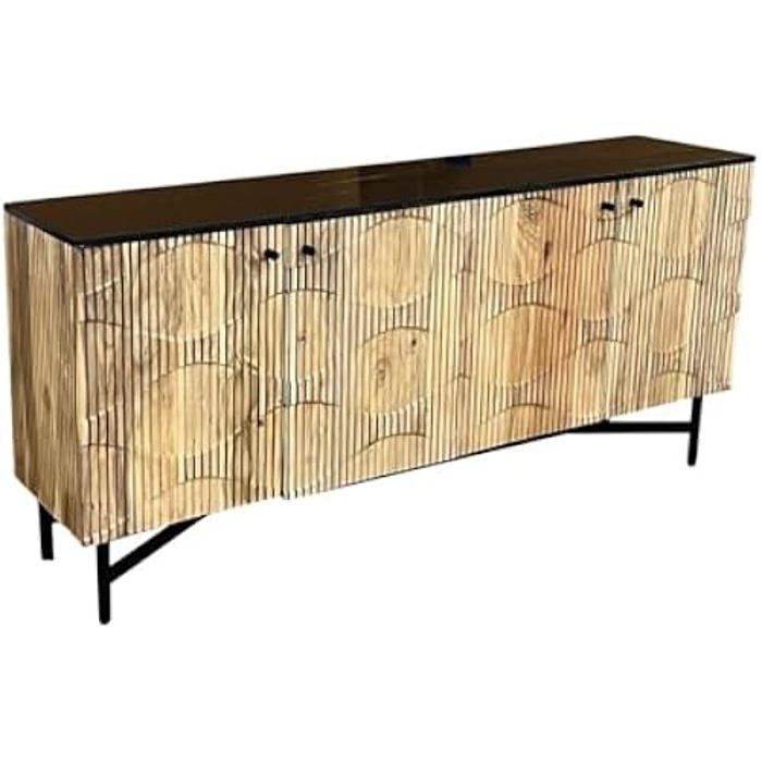 Buffet en marbre - HOME ESPRIT - Acacia - 175 x 40 x 76 cm - Multicolore - Buffet bas