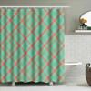 Plaid Pattern Waterproof Shower Curtain Modern Bathroom Decor Set For Home Decoration In Red Color