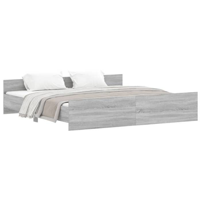 VidaXL Bed Frames Headboard and Footboard Grey Sonoma 200x200 Cm 3203738