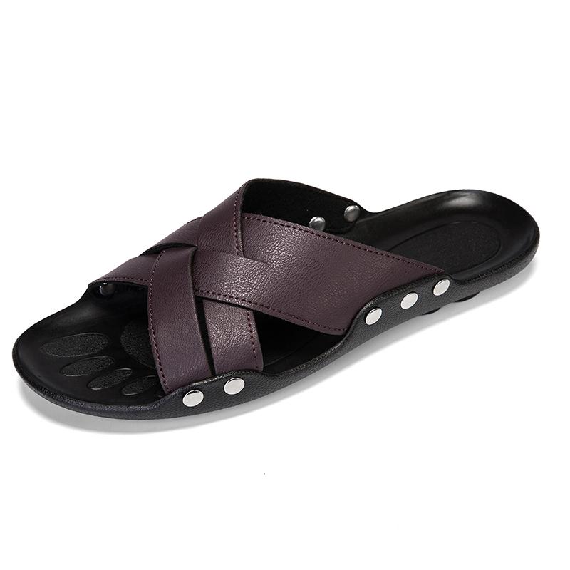 

Модные удобные летние мужские шлепанцы для отдыха, прогулок, вьетнамки, дорожные, мужские, пляжные, плоские, удобная пляжная обувь, нескользящие сандалии-полуслайдеры 39 коричневый