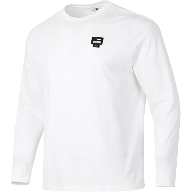 

Puma Loose Fit Round Neck Running Long Sleeve T-Shirt Men tops White 628138-02 M