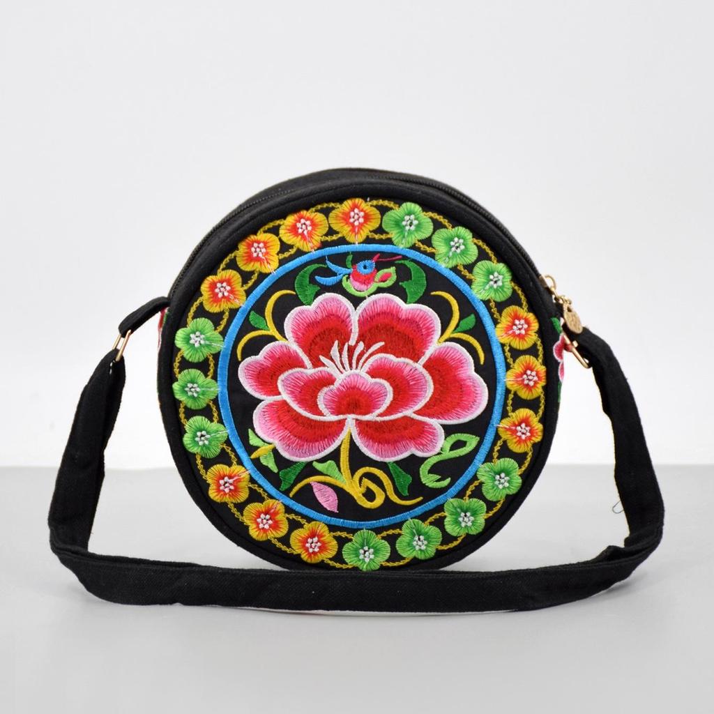 Kwiaty Haft Płócienna Torba Crossbody dla Kobiet Torba Listonoszka Etui na Telefon Komórkowy Portfel Damskie Małe Torby Na Ramię Listonoszka Crossbody