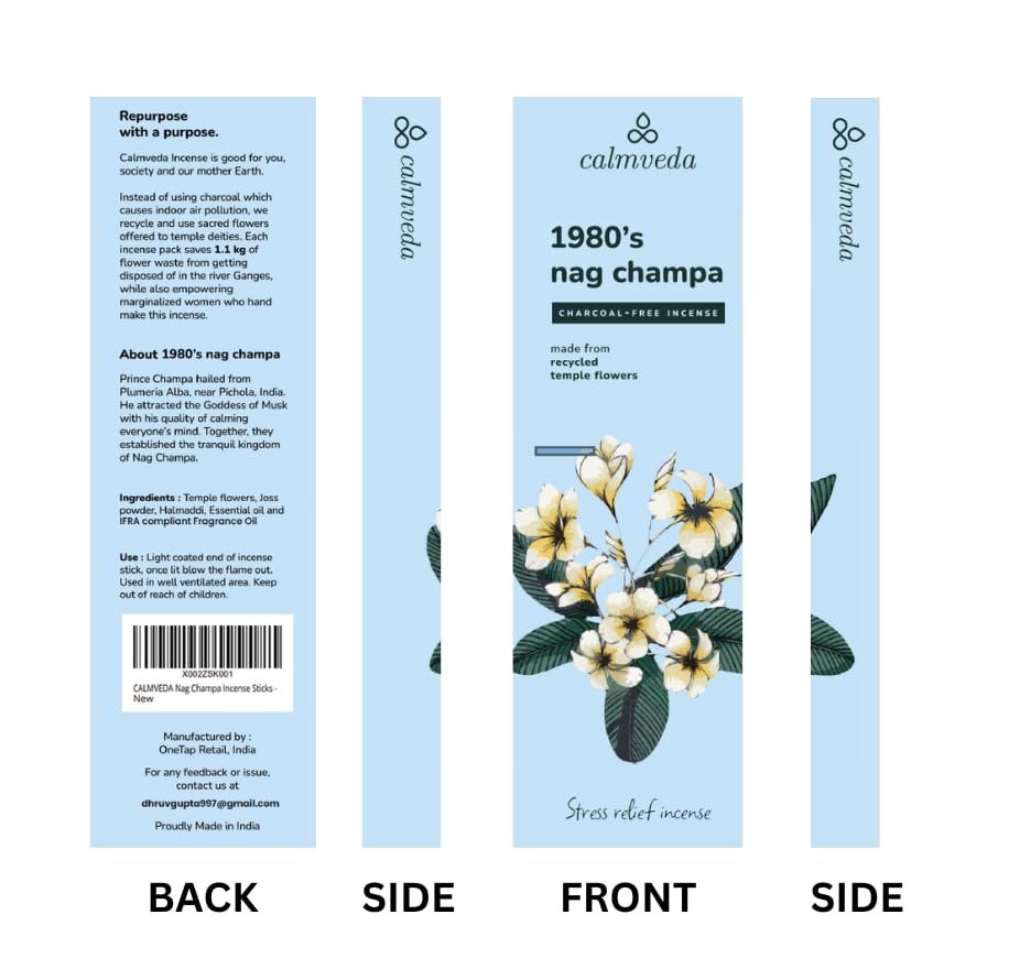 1980s Nag Champa Incense Sticks - Earthy, Floral Scent Blended with White Musk Incense (80 Sticks)