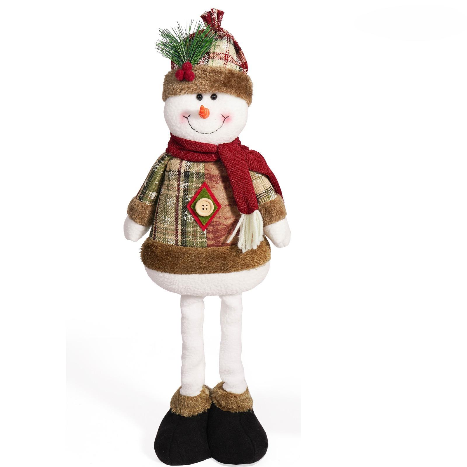 

1/3pcs Festive Christmas Decorations Elegant Plaid Santa,Snowman, and Reindeer Figurines - Perfect for Home,Store Window Display