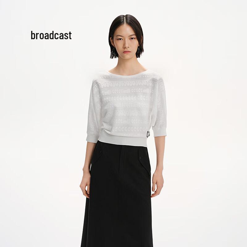 

Broadcast Women s Jacquard Half-Sleeve Knit Top XL