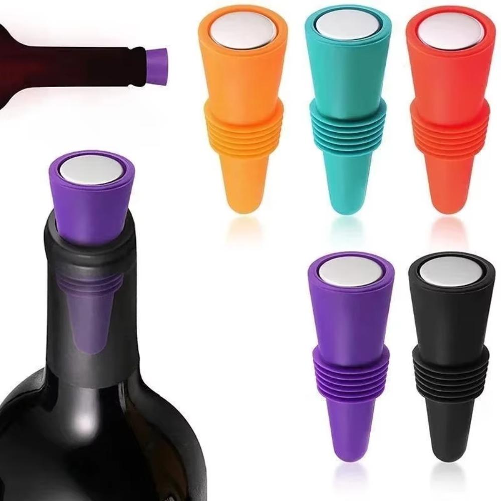 2pcs Sealed Silicone Wine Bottle Stopper Conical Champagne Bottles Sealer Seasoning Bottle