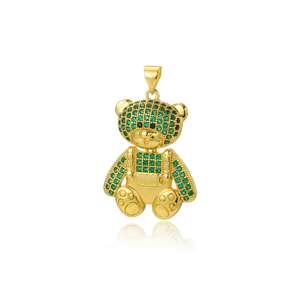 Exaggerated Copper Panda Pendant with Diamonds - Fashionable, Cute, Color-Preserving Animal Bear Charm Jewelry