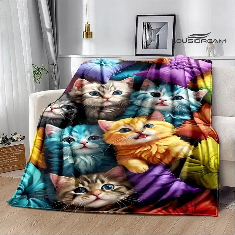 3D Cute Cat Printed Blanket Flannel Warm Blankets Soft and Comfortable Blanket Bed Linings Cubre Cama Birthday Gift