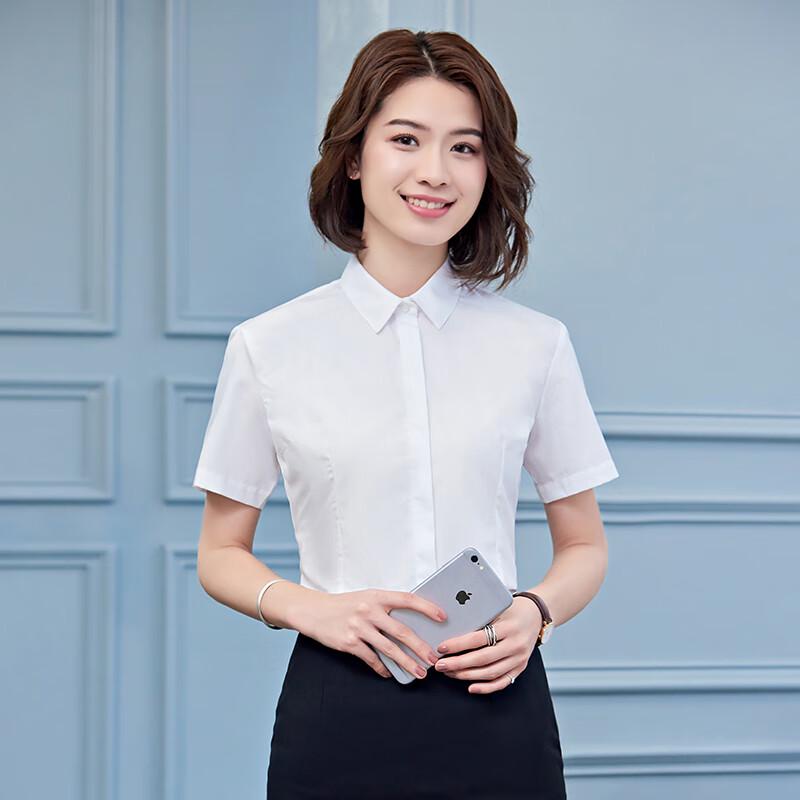Teluoman Women s 60% Cotton Short Sleeve Business Shirt 4XL