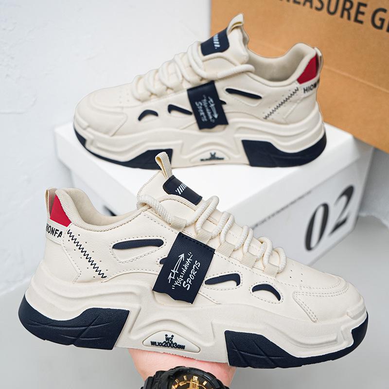 

Men s Trendy White Korean-Style Autumn Sneakers - Breathable, Thick-Soled, Casual Sports Shoes 43