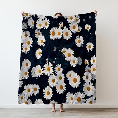 130×150cm Daisy of the Dark Night Thin Printed Fashion Blanket Camping Throw Bed Sofa Office Air Conditioning Soft Leisure