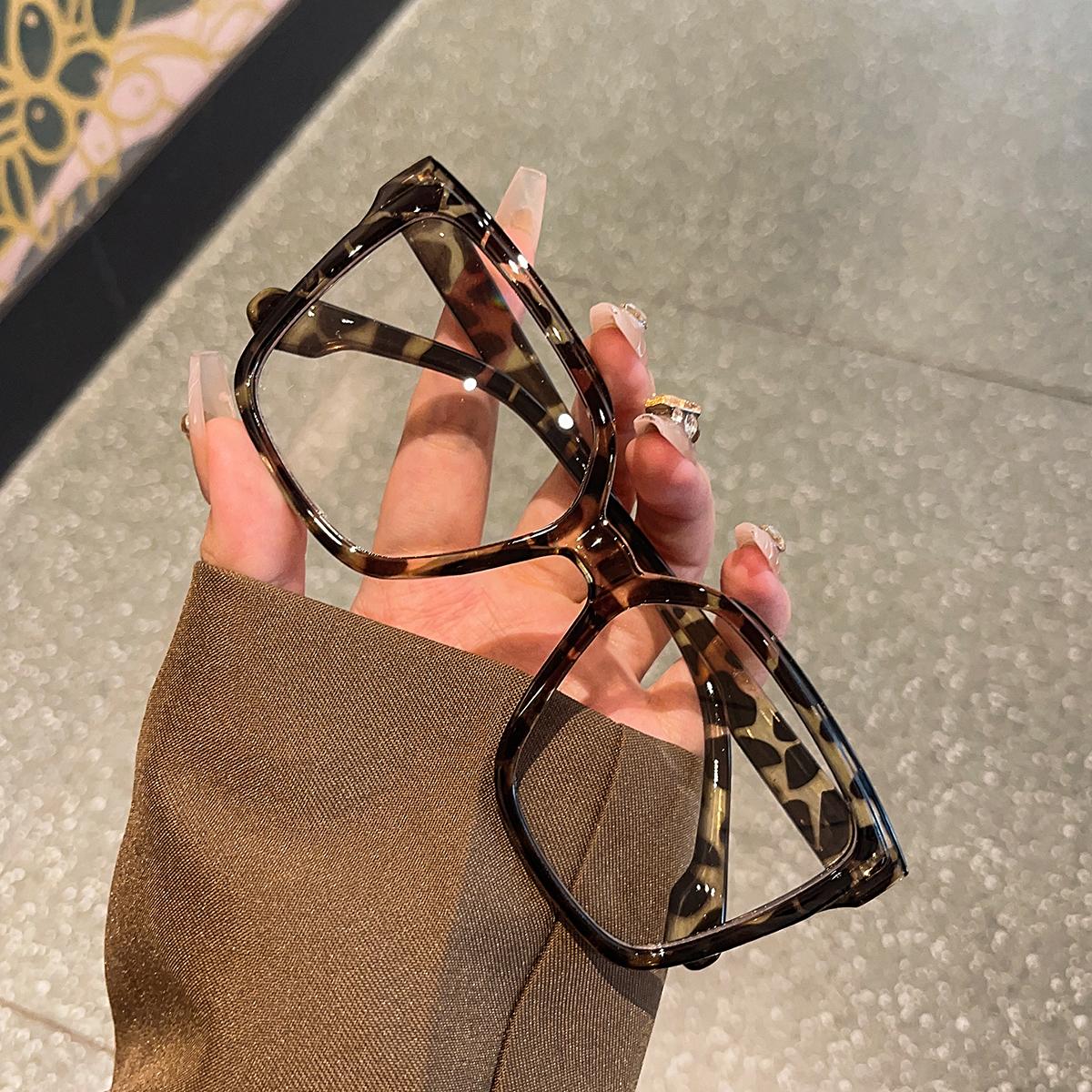 

1Pc Large Frame Maillard Color Glasses Stylish Exaggerated Versatile Comfortable Light Texture Eyewear for Women Men