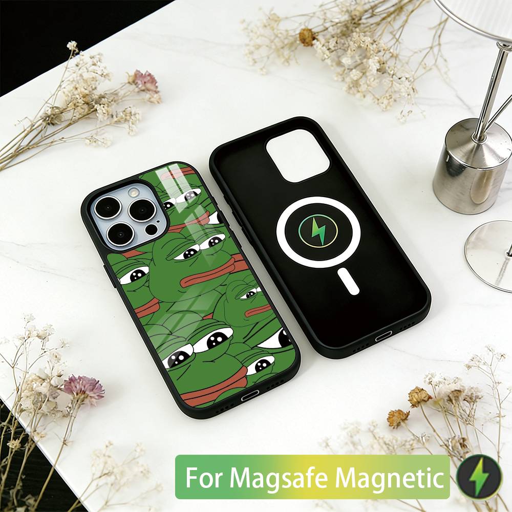 Funny The P-PEPE Frog Phone Case For iPhone17,16,15,14,13,12,11 Plus,Pro Magnetic For Magsafe Wireless Charging