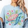 Preppy Sea Turtle Shirt Comfort Colors® Floral Pink Shell Coastal Chic Top Ocean Surfer Gift Summer Beach Bum Tropical Vacation Exotic Life