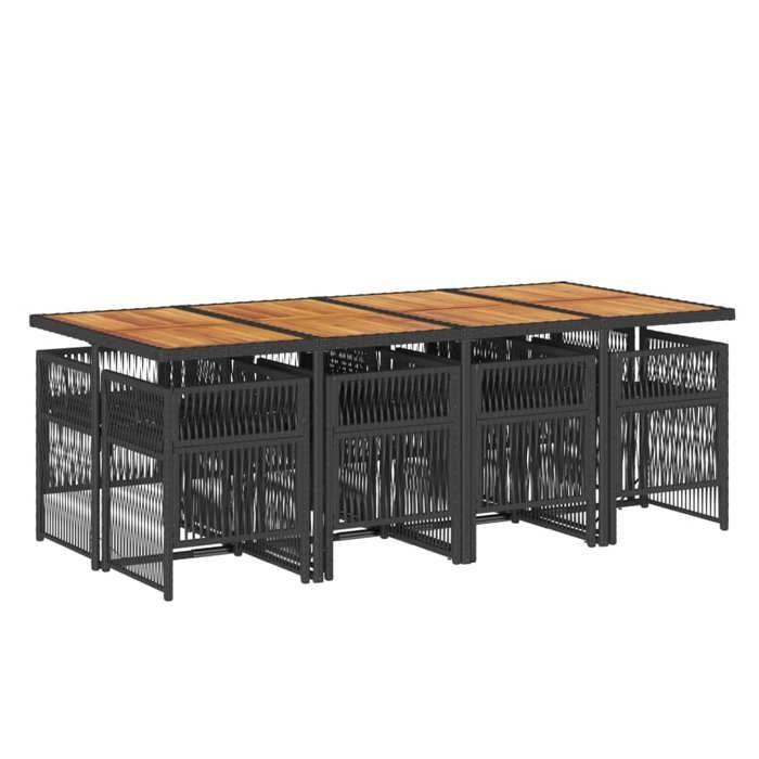 VidaXL 9-Piece Garden Dining Set with Cushions, Table and Folding Back Chairs, Outdoor Patio Furniture 3210927