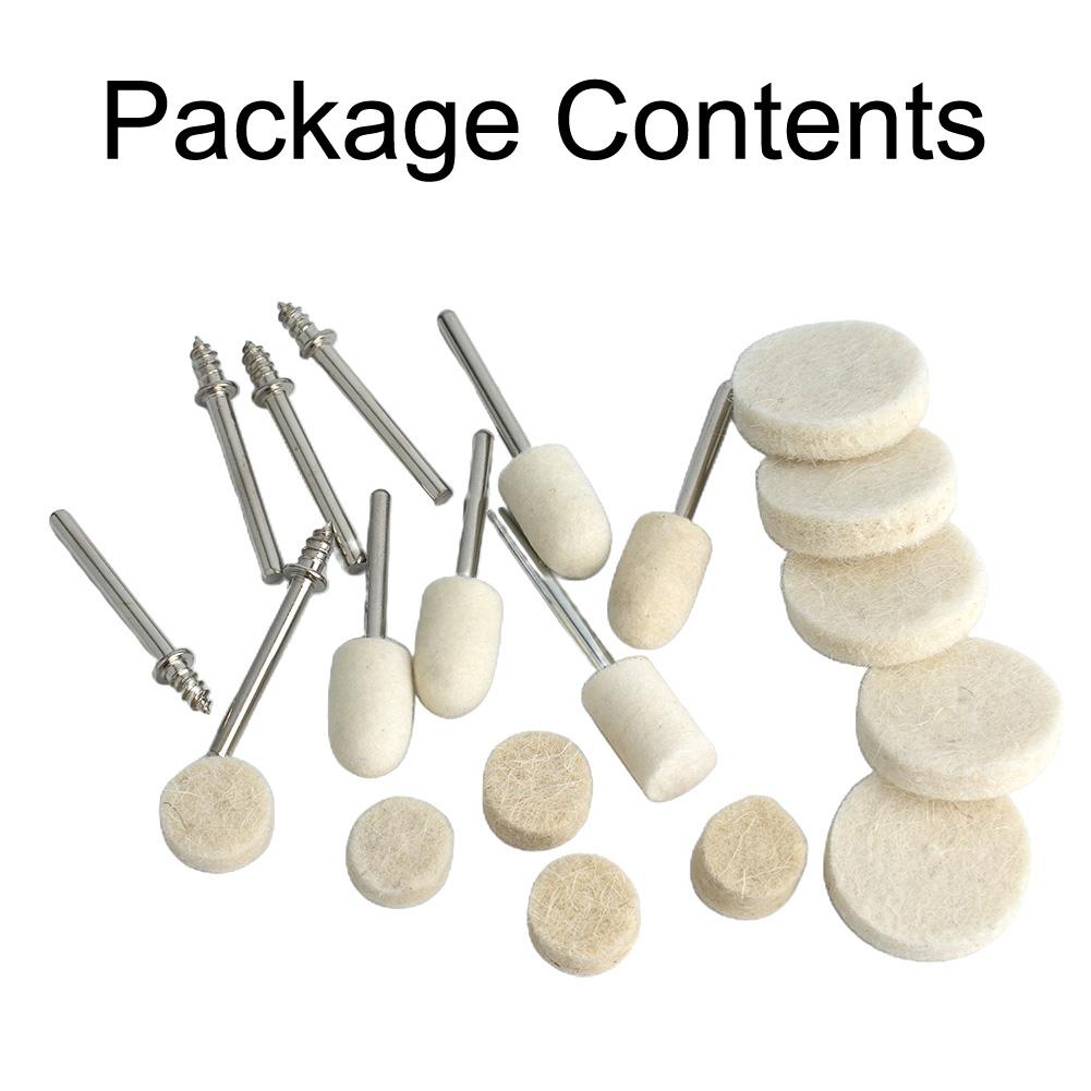 Wool Buffing Kit 129pcs for 3.175mm Rotary Tool for Polishing Metal and Wood Includes Various Felt Shapes and Sizes
