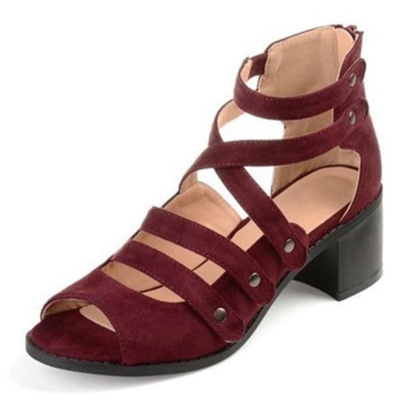 Luxurious Womens Ladies Low Heel Wedge Summer Rivet Sandals For Casual Holidays