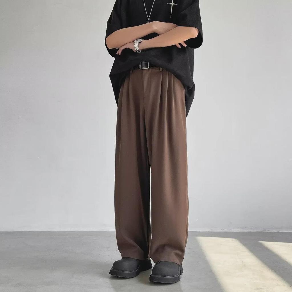 Spring/Summer Retro Loose Straight Coffee Casual Pants for Men