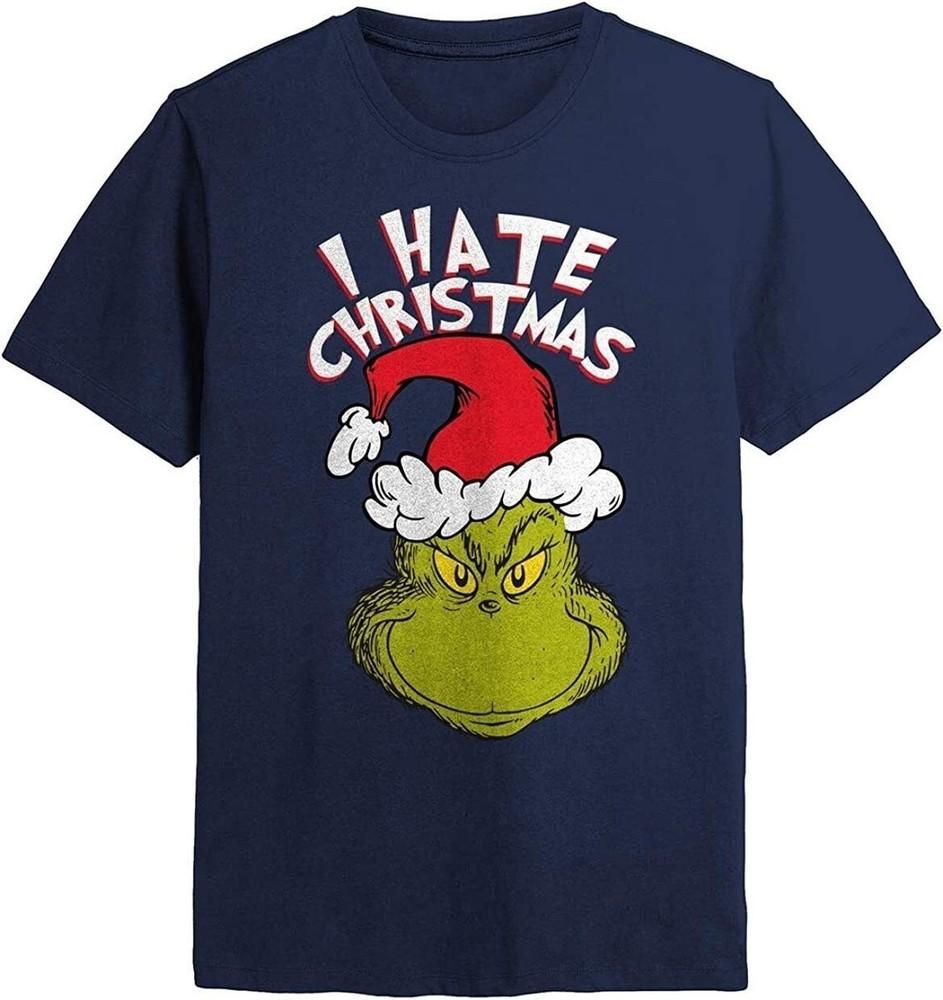 The Grinch I Hate Christmas Movie Navy T-Shirt Sizes HS237 Unisex T-Shirt S