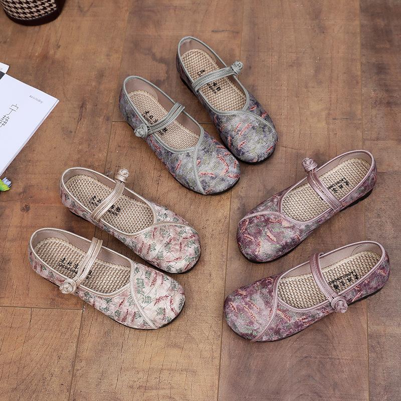 ****** a Podzimní Staré ******* Dámské Látkové Boty s Gumovou Podrážkou Retro Hanfu Čínský Styl Ploché Boty Temperamentní Maminka Prodyšné Jednoduché Boty