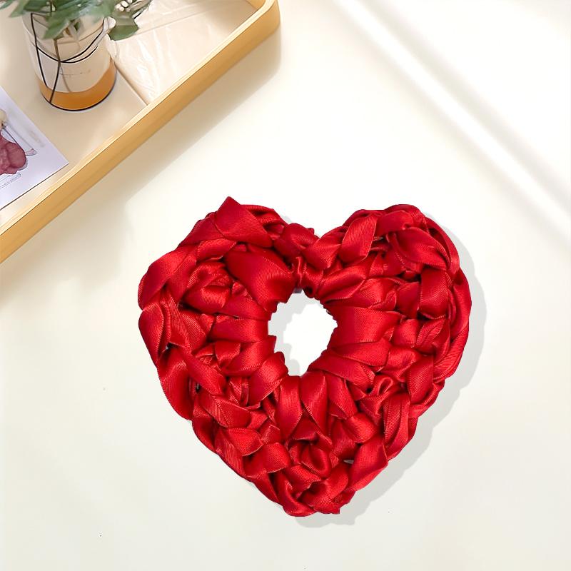 

1Pc Weaving Hair Loops Ponytail Headband Heart-shaped Headband Hair Circle красный