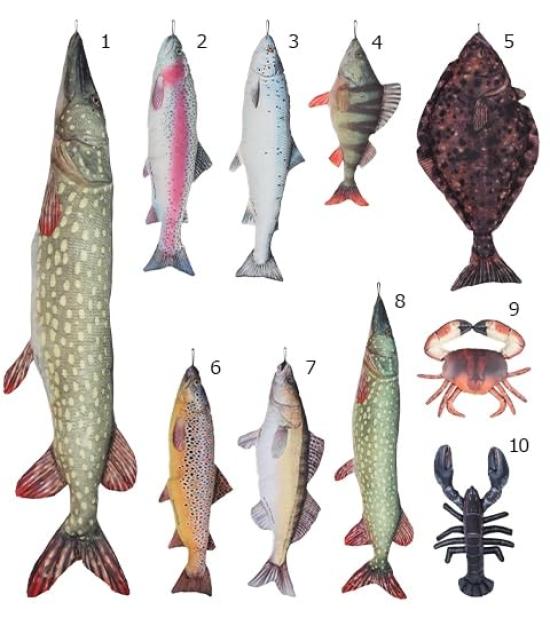 Dulton Fishes Brown Trout 70 Fish Cushion for Everyday Life Large Body Pillow Marine Life Nordic trutta FISHES Total Length 70cm Öring/Brown