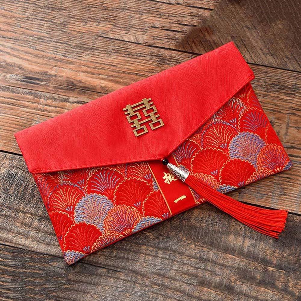 New Year Blessing Words 2025 Money Pocket Brocade Cloth Tassel New Year Money Bag Chinese Wedding