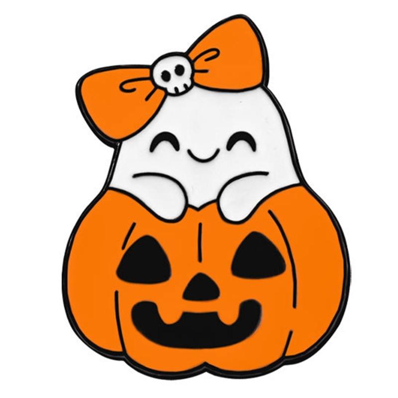 Festive White Specters And Pumpkin Design Alloy Pin Halloween Party Decoration Costume Jewelry
